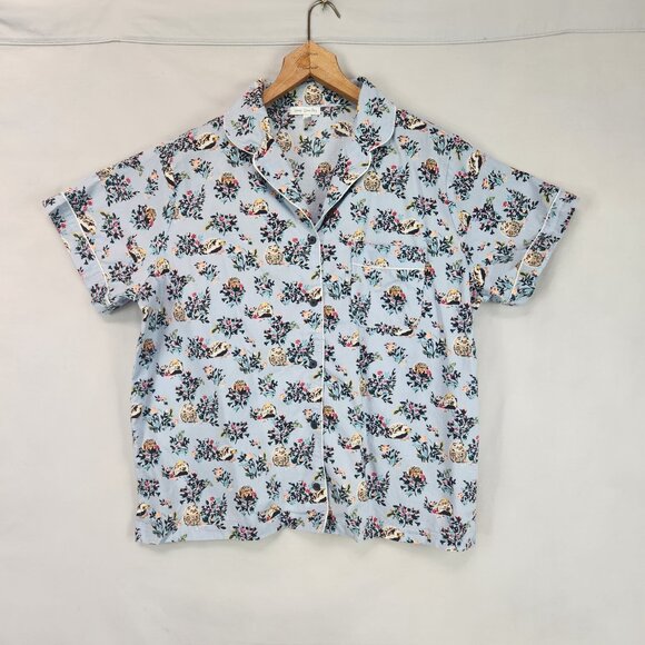 Vera Bradley Blue Hedgehog Pajama Shorts Set Women's XL Short Sleeve Button Up - Picture 14 of 14